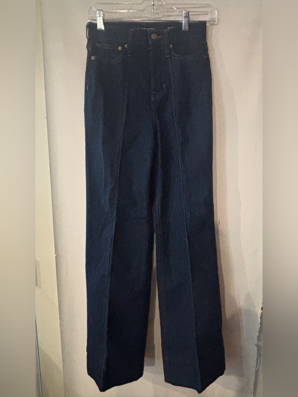 J. Crew Pintuck Denim Trouser High Rise Wide Leg Jeans Size 24 Cotton